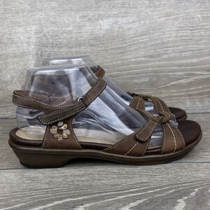Dansko Caroline Women’s Sz 9.5-10/EU 40 Brown Leather Slingback Floral Sandals